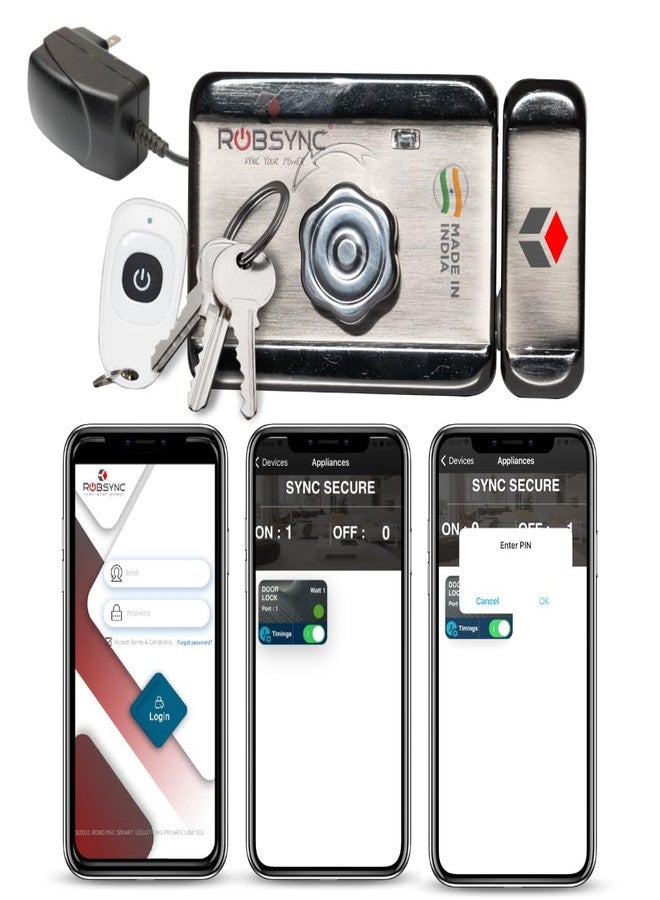 Robsync Sync Safe Metal Electronic Door Lock with Built-in WiFi Controller Main Gate Lock Sturdy Lock 4-Digit PIN Secured Fits SS Steel MS Aluminum and Wooden Gates Mobile App Based (Main Gate Lock) - Image 1